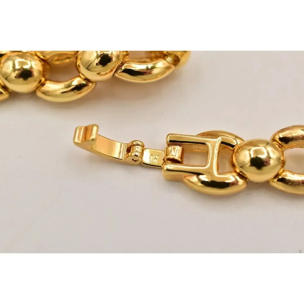 Vintage Crystal Collar Necklace Heavy Linked Chain Rhinestone Crystal BinBD